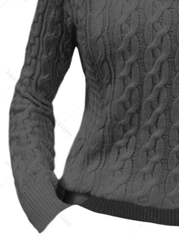 Pull Convertible en Tricot à Câble Manches Raglan à Col Montant - Gris Foncé S | US 4