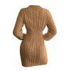 Mini Robe en Tricot à Câble en Couleur Unie à Goutte Epaule à Taille Plissée - café lumière L | US 8