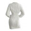 Mini Robe en Tricot à Câble en Couleur Unie à Goutte Epaule à Taille Plissée - Blanc S | US 4