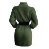 Mini Robe Pull Droite Boutonnée en Couleur Unie à Manches Raglan à Col Roulé - Vert profond S | US 4