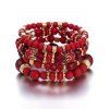 Bracelet Pendant Cœur Bohémien Multi-Couches en Métal - Rouge 