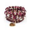 Bracelet Pendant Cœur Bohémien Multi-Couches en Métal - Rouge foncé 