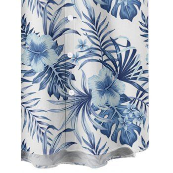 Vacation Tropical Flower Print Short Sleeve Button Up Shirt