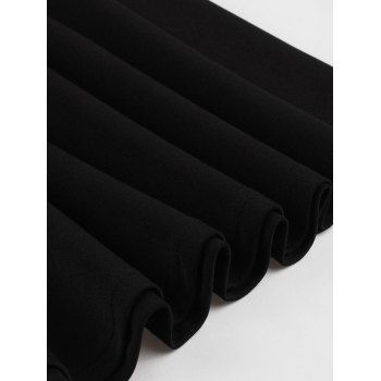 Sheer Mesh Ruffles Neck Mock Button Swing Hem Vintage Dress