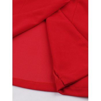 Vintage Double Beasted Lapel Collar Short Sleeve Swing Hem Dress 