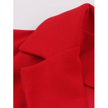 Vintage Double Beasted Lapel Collar Short Sleeve Swing Hem Dress 