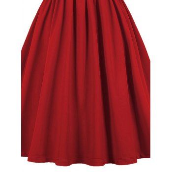 Vintage Bowknot Collar Vintage Dress Short Sleeve Button Up Ruched Mini Dress