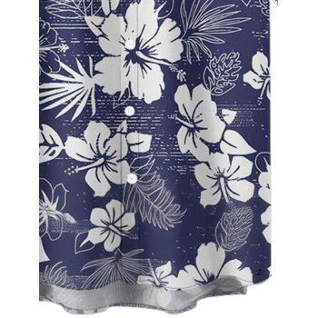 Coconut Tree Floral Pattern Vacation Shirt Button Up Short Sleeve Shirt