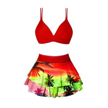 Maillot de Bain Bikini Croisé Ombré Imprimé Une-Pièce
