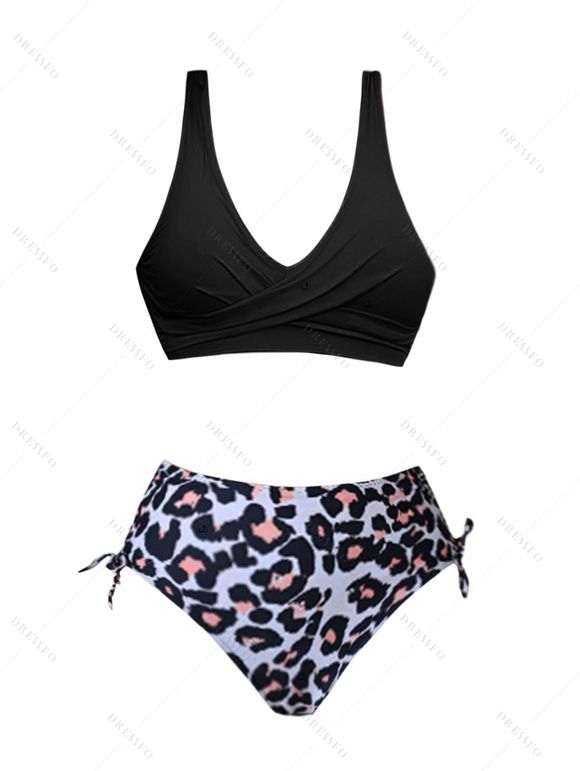 Maillot de Bain Bikini Croisé à Demi-Pièce à Lacets - Noir XXL | US 12