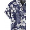 Chemise de vacances à motif floral de cocotier, chemise boutonnée à manches courtes - Bleu de Minuit S