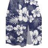 Robe mi-longue à imprimé floral cocotier, col en V, ourlet fendu, manches flottantes, pour les vacances - Bleu de Minuit S | US 4