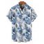 Chemise de Vacances Fleur Tropicale Imprimée Boutonnée à Manches Courtes - Bleu Ciel M