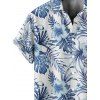 Chemise de Vacances Fleur Tropicale Imprimée Boutonnée à Manches Courtes - Bleu Ciel 5XL