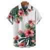 Vacation Tropical Flower Print Belted Mini Dress And Short Sleeve Shirt Matching Outfit - multicolor S | US 4