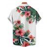 Vacation Tropical Flower Print Belted Mini Dress And Short Sleeve Shirt Matching Outfit - multicolor S | US 4