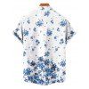 Chemise de Vacances Boutonnée Fleurie Imprimée Manches Courtes à Col Relevé - Blanc 4XL