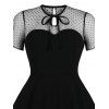 Robe Ligne A Vintage Courte Panneau en Maille à Pois à Manches Courtes - Noir XXL | US 12