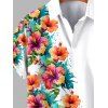 Chemise de Vacances Fleur et Demi-Boutonnée à Manches Courtes à Col Relevé - Blanc 5XL