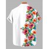 Chemise de Vacances Fleur et Demi-Boutonnée à Manches Courtes à Col Relevé - Blanc 5XL