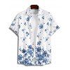 Vacation Flower Print Contrast Color Lace Up O Ring Mini Dress And Short Sleeve Shirt Outfit - Bleu profond S | US 4