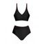 Maillot de Bain Bikini Croisé à Taille Haute à Col Plongeant Deux Pièces - Noir XXL | US 12