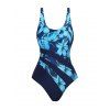 Maillot de Bain Rayé Fleur Imprimée Une-Pièce - Bleu XXL | US 12