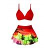 Maillot de Bain Bikini Croisé Ombré Imprimé Une-Pièce - Rouge foncé XXXL | US 14