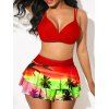 Maillot de Bain Bikini Croisé Ombré Imprimé Une-Pièce - Rouge foncé XXXL | US 14