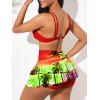 Maillot de Bain Bikini Croisé Ombré Imprimé Une-Pièce - Rouge foncé XXXL | US 14