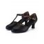 Professional Latin Dance Closed-Toe T-Strap High-Heeled Modern Dance Shoes - Noir EU 36