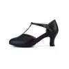 Professional Latin Dance Closed-Toe T-Strap High-Heeled Modern Dance Shoes - Noir EU 36