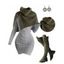 Ribbed Tulip Hem Surplice V Neck Mini Bodycon Dress Button Up Sweater Cape And Lace Up Over The Knee Boots Drop Earrings Outfit - Gris Clair S | US 4