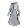 Hooded Rose Print Lace Up Mini Dress And Lace Up Over The Knee Boots O Ring Chain Drop Earrings Outfit - Gris Clair S | US 4