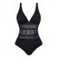 Maillot de Bain Fleur Evidé Ajustable en Dentelle à Col Plongeant Une-Pièce - Noir M | US 6