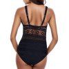 Maillot de Bain Fleur Evidé Ajustable en Dentelle à Col Plongeant Une-Pièce - Noir M | US 6