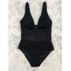 Maillot de Bain Fleur Evidé Ajustable en Dentelle à Col Plongeant Une-Pièce - Noir M | US 6