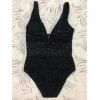 Maillot de Bain Fleur Evidé Ajustable en Dentelle à Col Plongeant Une-Pièce - Noir M | US 6