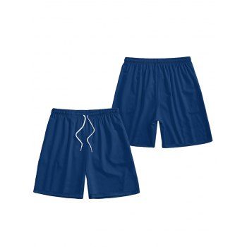 Drawstring Solid Color Elastic Waist Beach Shorts 