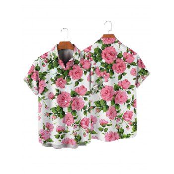 Allover Flower Print Short Sleeve Vacation Shirt