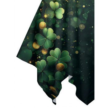 St. Patrick`s Day Asymmetric Dress Lucky Glasses Light Spots Print O Ring Midi Dress 