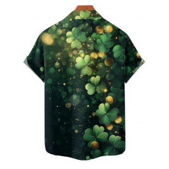 St. Patrick's Day Lucky Glasses Light Spots Print Asymmetric Hem Midi Dress And Short Sleeve Shirt Matching Outfit