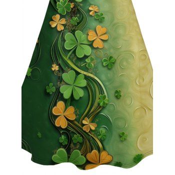St. Patrick`s Day Lucky Glassed Print V Neck A Line Mini Spaghetti Strap Dress 