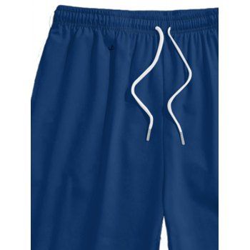 Men's Solid Color Drawstring Beach Shorts Elastic Waist Board Shorts