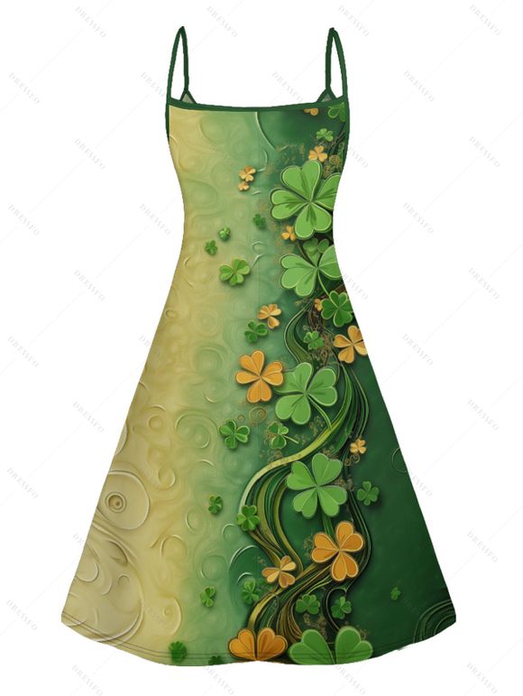 St. Patrick's Day Lucky Glassed Print A Line Mini Dress And Short Sleeve Shirt Matching Outfit - Vert profond S | US 4