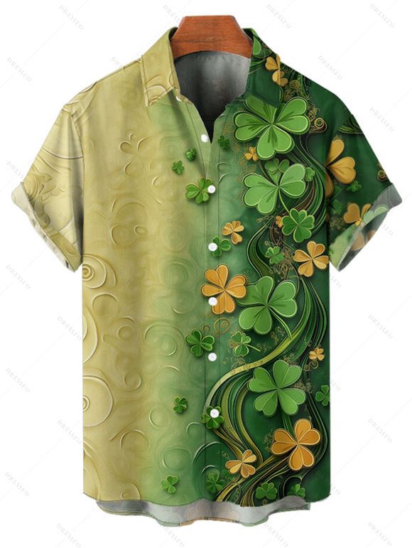 St. Patrick's Day Lucky Glassed Print A Line Mini Dress And Short Sleeve Shirt Matching Outfit - Vert profond S | US 4