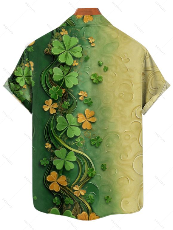 St. Patrick's Day Lucky Glassed Print A Line Mini Dress And Short Sleeve Shirt Matching Outfit - Vert profond S | US 4