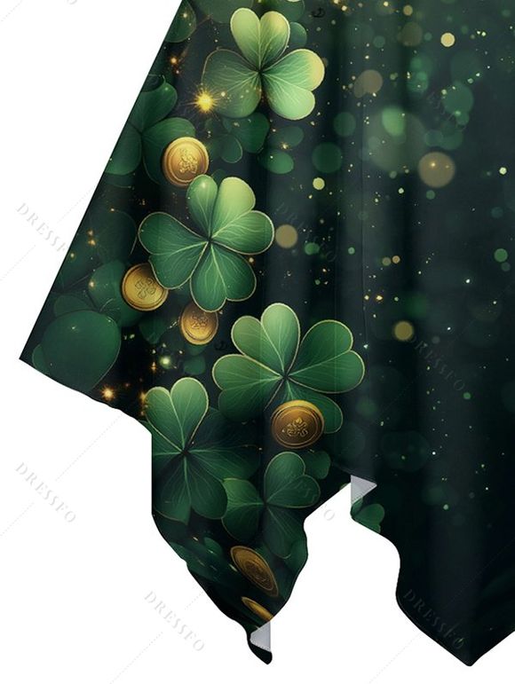 Robe Mi-Longue Asymétrique Bague en O Imprimé - Vert profond XXXXXL | US 20