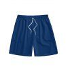 Short de Plage à Taille Elastique en Couleur Unie avec Cordon de Serrage pour Hommes - Bleu profond S