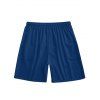 Short de Plage à Taille Elastique en Couleur Unie avec Cordon de Serrage pour Hommes - Bleu profond S